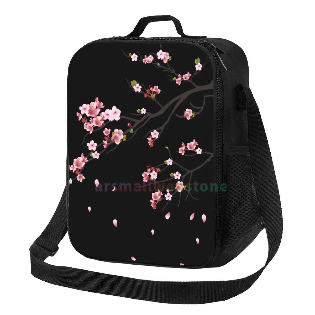 

Japanese Sakura Branch Lunch Bag Portable Thermal Insulated Lunch Box Picnic Multifunction Food Tote for Women