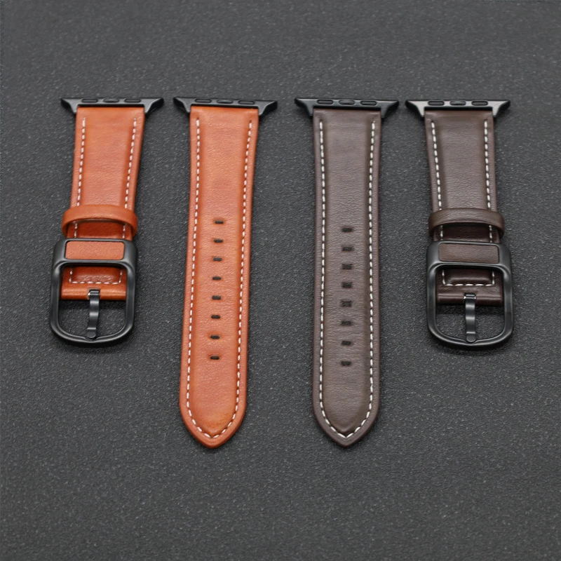 Strap For Apple Watch Ultra 49mm 45mm 41mm 44mm 40mm 42mm 38mm PU Leather Band Correa Bracelet For iWatch Series 9 8 7 6 4 5SE 3
