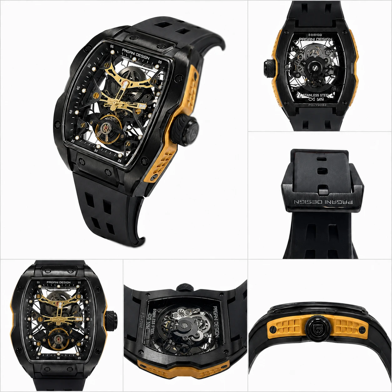 PAGANI DESIGN PDYS018 Automatic Mechanical Wristwatch Fashion Casual Skeleton Sapphire Stainless Steel Watch for Men watch women