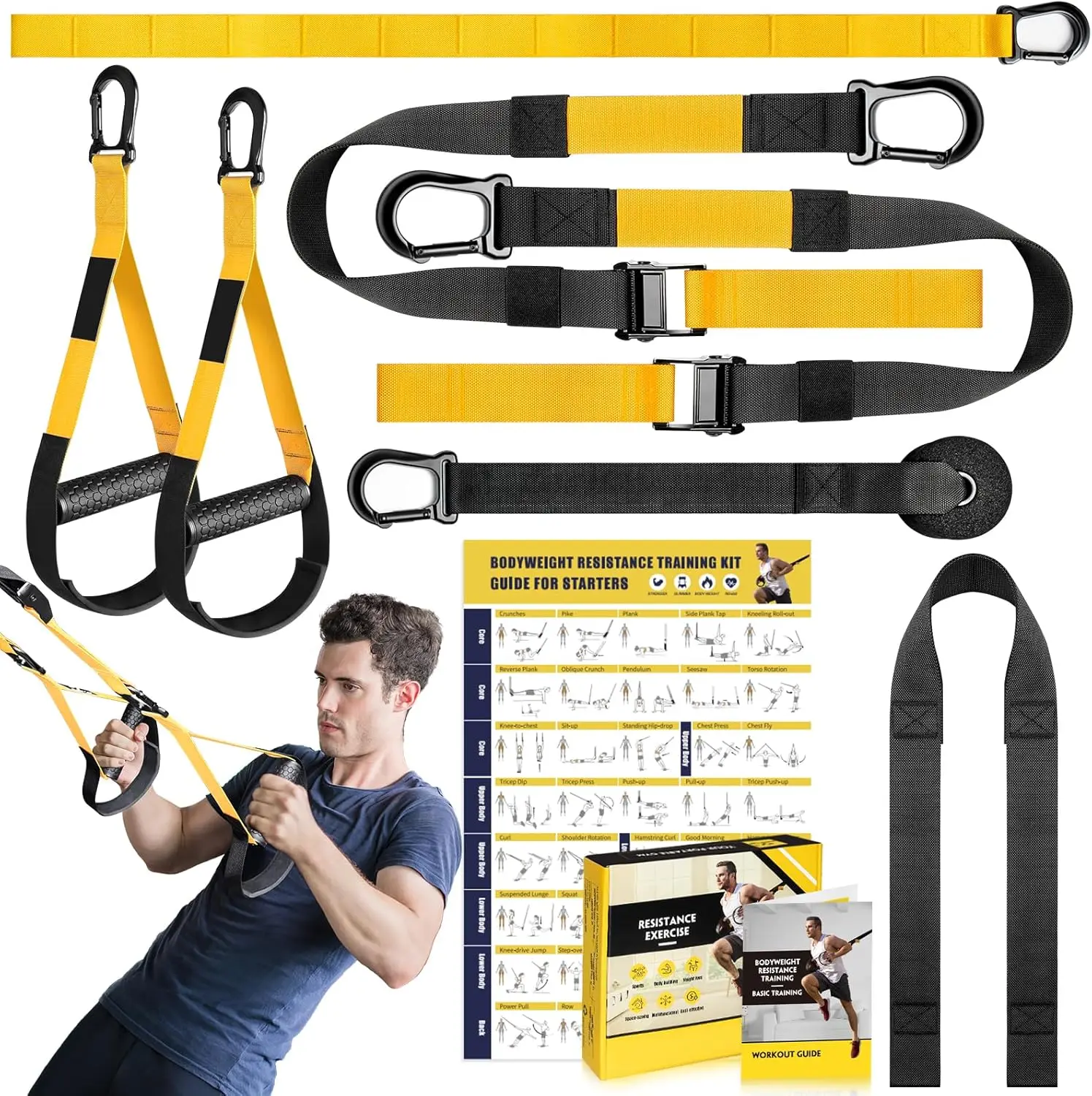 

Home Resistance Training Kit with Handles, Door Anchor & Bag for Full Body Workout Indoors and Outdoors