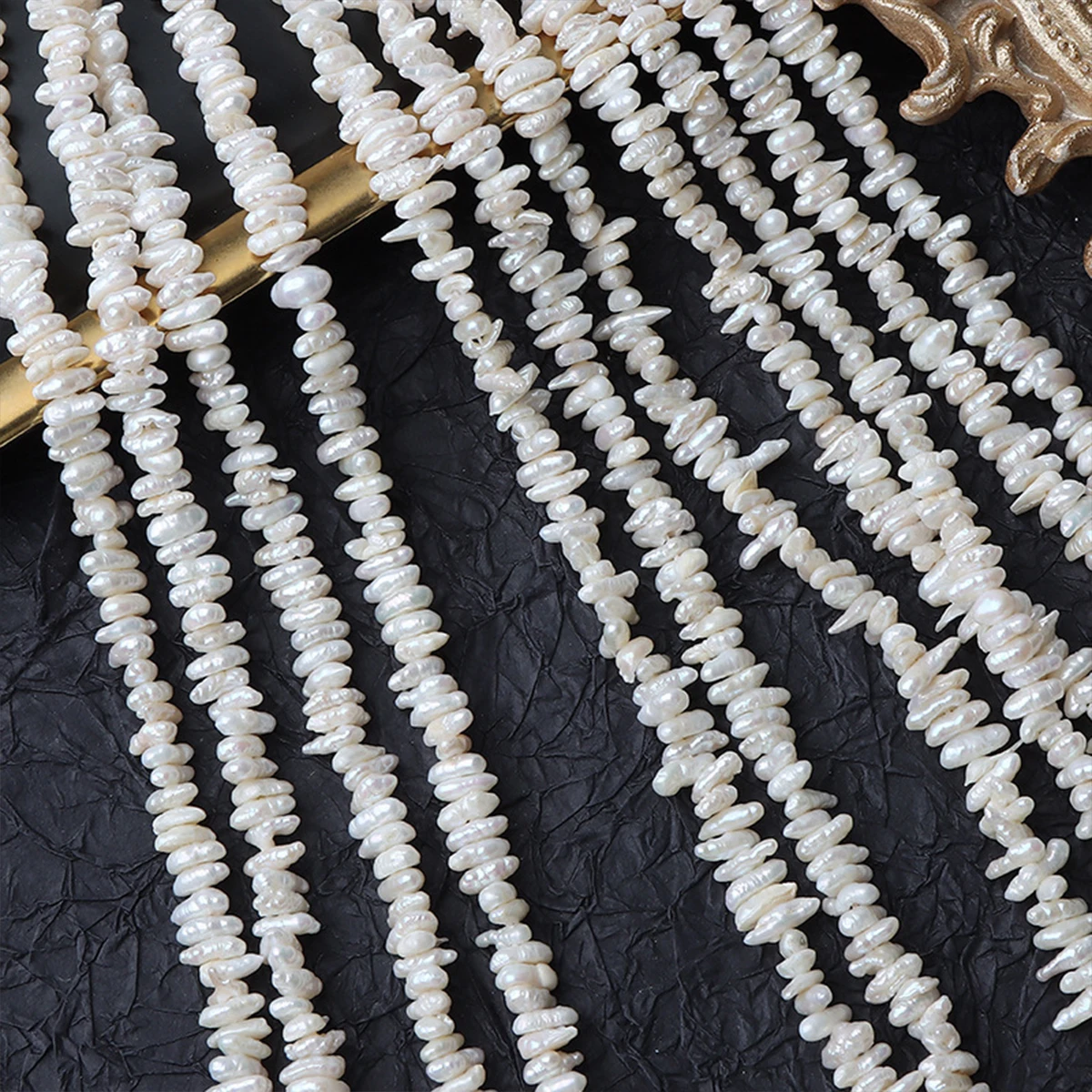 Natural Freshwatrer Pearl 5-8mm 100% Wolf Toothed Flat Beads Charms for DIY Women Men Necklace Jewelry Making Accessories