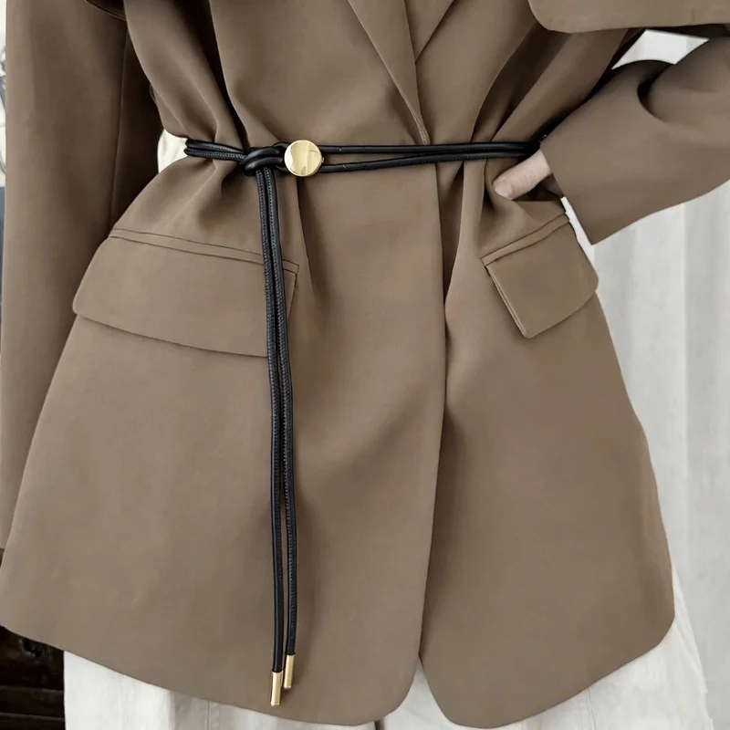 A Stylish Retro Thin Knotted Belt, Accentuates the Waistline Adjustable Length, Dating, Leisure Activities, Daily Commuting--Pai