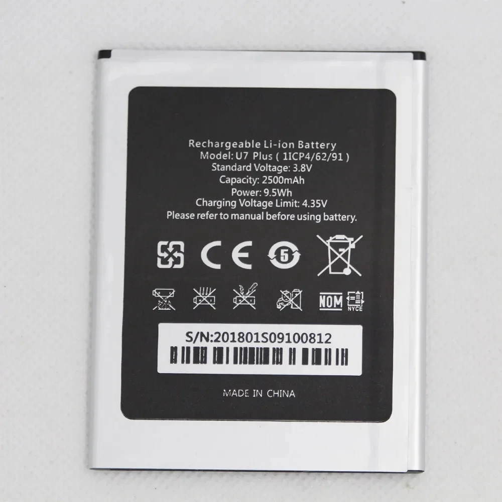 ISUNOO 2500mAh Akku für Oukitel U7 PLUS Akku 1ICP4/62/91 Interner Ersatzakku für das Telefon mit Geschenk
