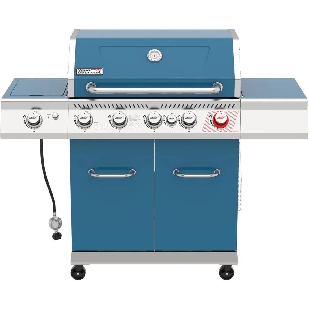 5-Burner Propane Gas Grill with Side Burner & Warming Rack for Outdoor Barbecue Party, 74,000 BTUs Output, 738 Sq. in.