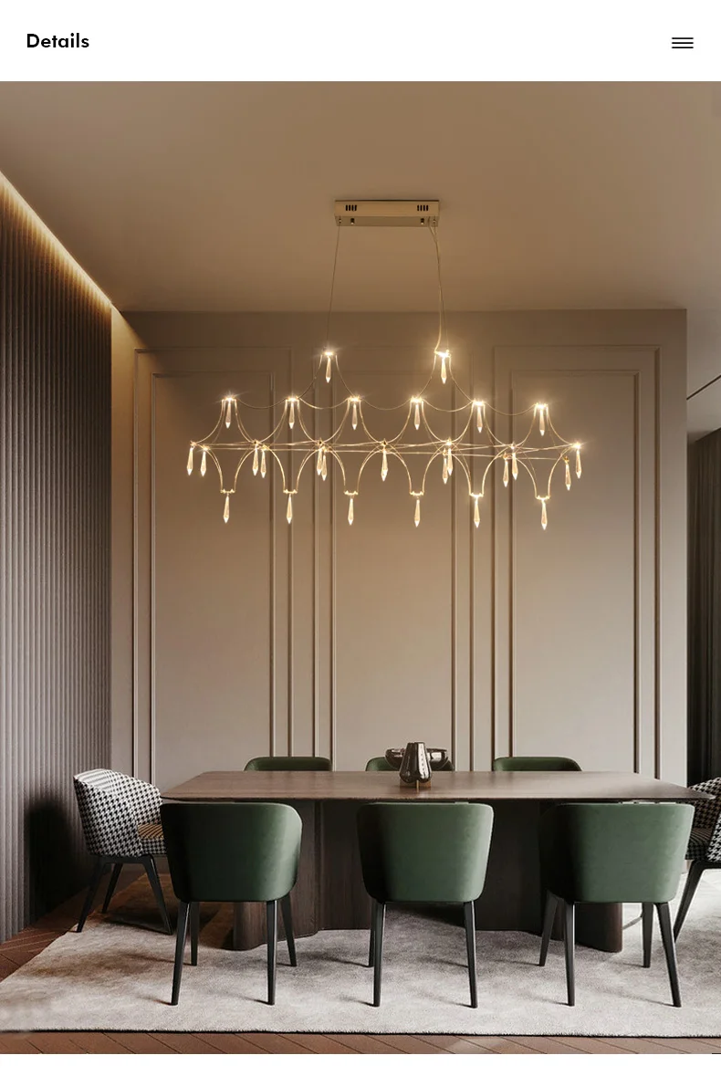 Restaurant Strip Chandelier Postmodern Light Luxury Lobby Front Desk Lamp Designer Minimalist Bar Dining Table Crystal LED Lamp