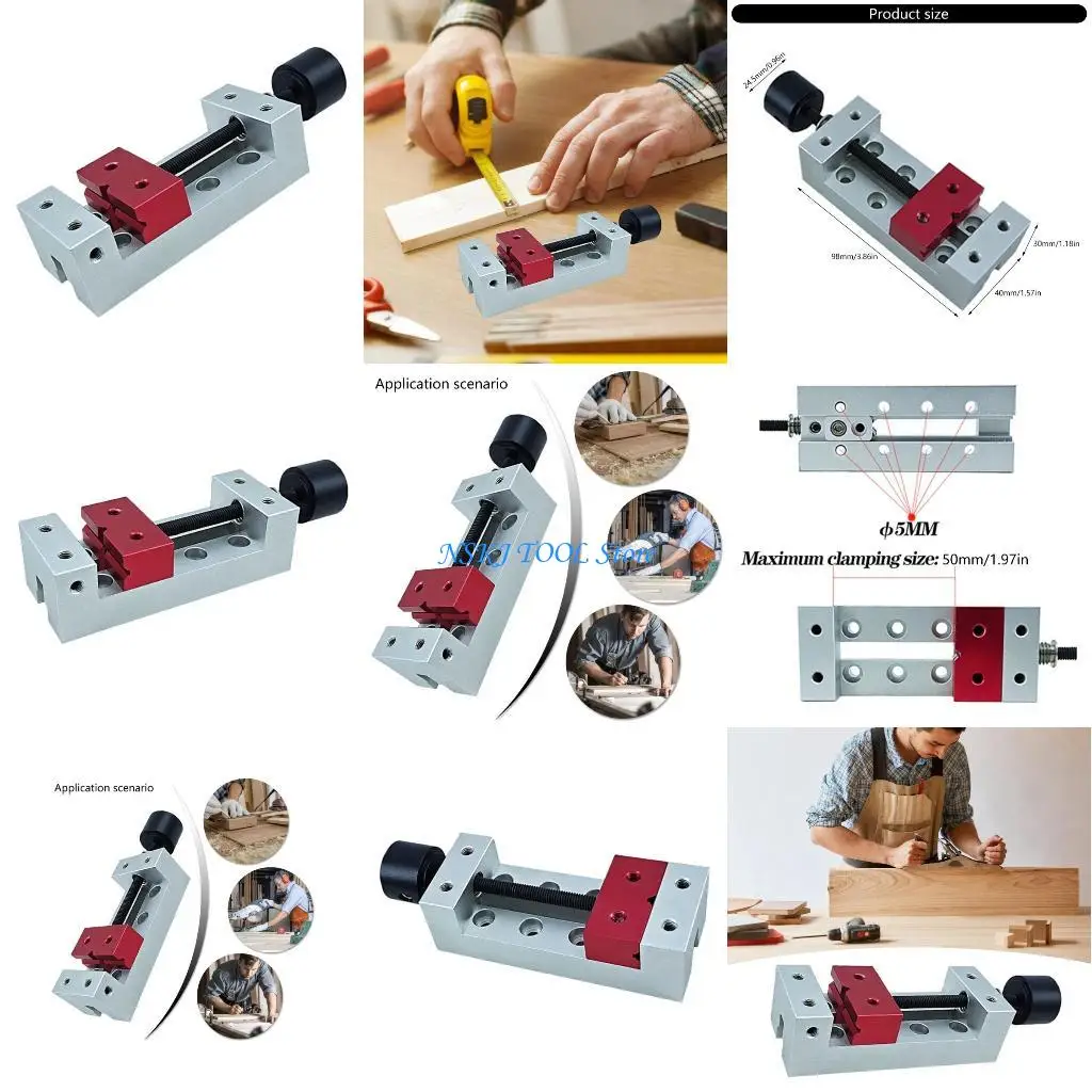 

L8RC Aluminum Mini Drill Press Vice Benches Vise Clamp Carving Bed Tool for DIY Carving and Fixing on Parallel Tables