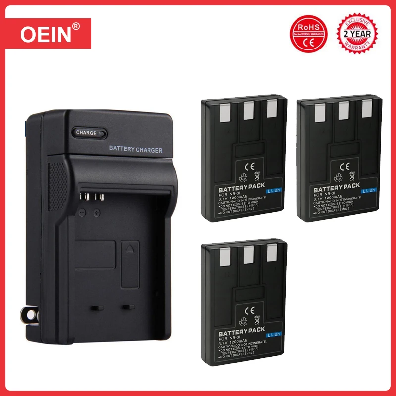 NB-3L NB3L Battery and Charger for Canon Powershot SD550 SD500 SD110 SD100 SD10 Digital IXUS 700 750 i5 Digital 30 600 D20 D30