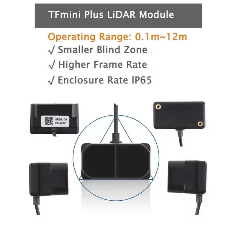 Modulo TFmini Plus LiDAR 0,1-12 m IP65 Micro telemetro impermeabile UART/I2C 1000 Hz per robotica per evitare ostacoli