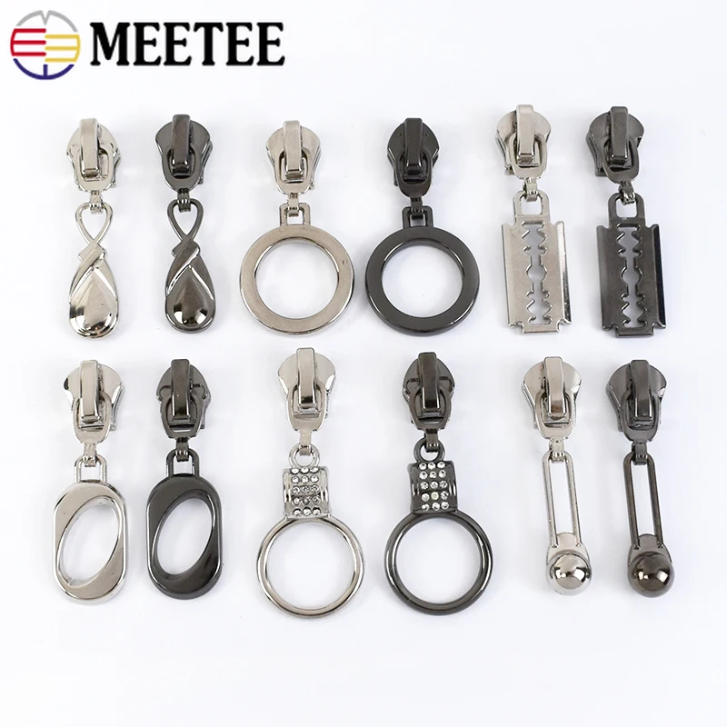 

10Pcs 5# Nylon/Resin/Metal Zipper Head Clothing Decor Zip Puller Zips Tape Pulling Heads Zippers Repair Kit DIY Sewing Accessory