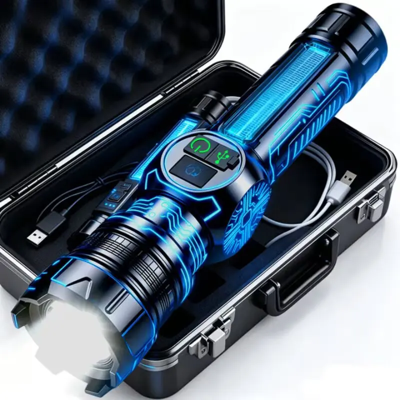 Superleistungsstarke Taschenlampen USB-Aufladbare LED-Taschenlampe Magnetische Taktische Taschenlampe Mit Seitenlicht Camping Angeln Fackel