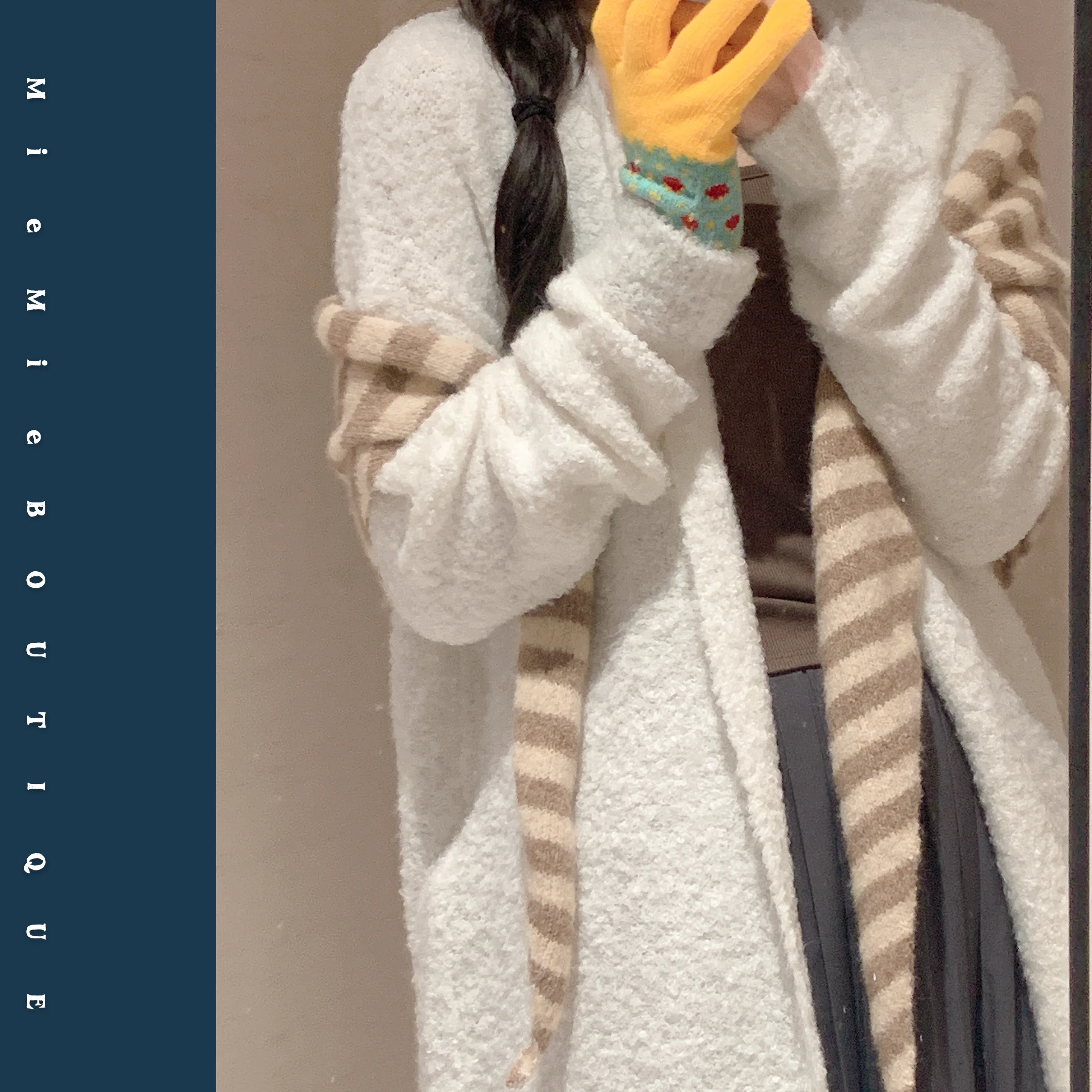 

Ele Long Pearl Velvet Jaet Pure Color High Quali Sweater Coat Cardigan Sle Women's Faion Commute Sle Clothing