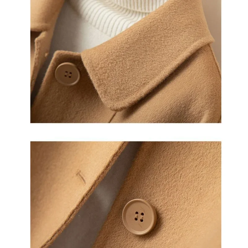 2023 New Autumn Winter Coat Women Short Woolen Jacket Korean Single-Breasted Pocket Camel Black Beige Cashmere Outerwear Female