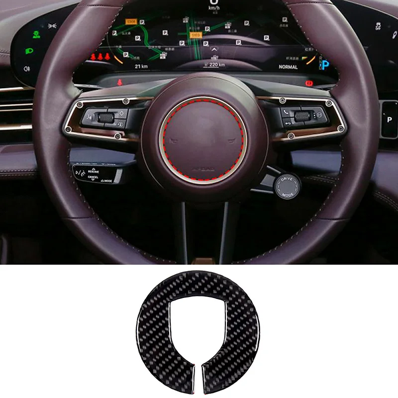

For Porsche Taycan 2019 2020 2021 2022 Soft Carbon Fiber Car Steering Wheel Logo Panel Cover Trim Stickers car Accessories