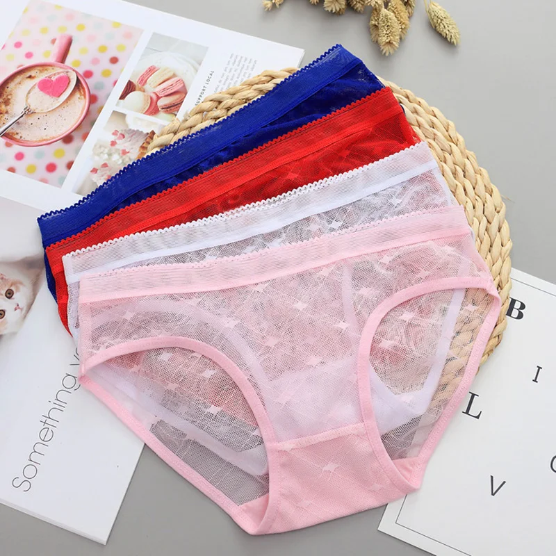 Damenhöschen, sexy, transparente Spitze, kleines quadratisches Muster, Verzierung, nahtlos, bequemes Unterwäsche-Design für feminine Flair