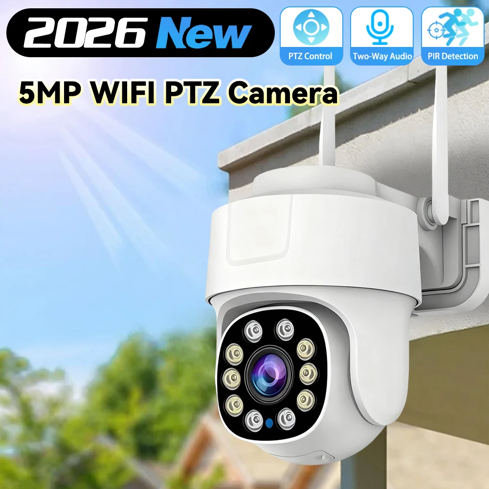 

5MP 2K WIFI PTZ IP Camera Full Color Night Vision Two-Way Audio AI Humanoid Detection Home Security CCTV Baby Monitor Camera