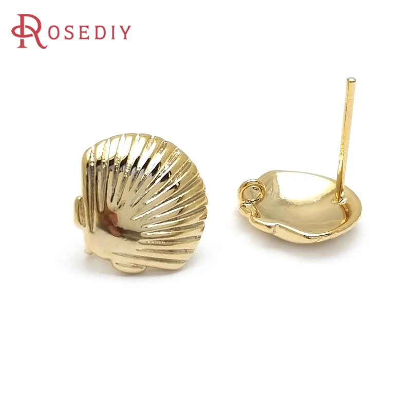 

6PCS 18K Gold Color Brass SeaShell Stud Earrings Pins Earrings High Quality Jewelry Making Supplies Diy Accessories