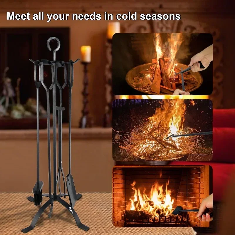 Developed Hot Selling 5PCS Heating Cast Iron  Fireplace Accessories Fireplace Tool Sets