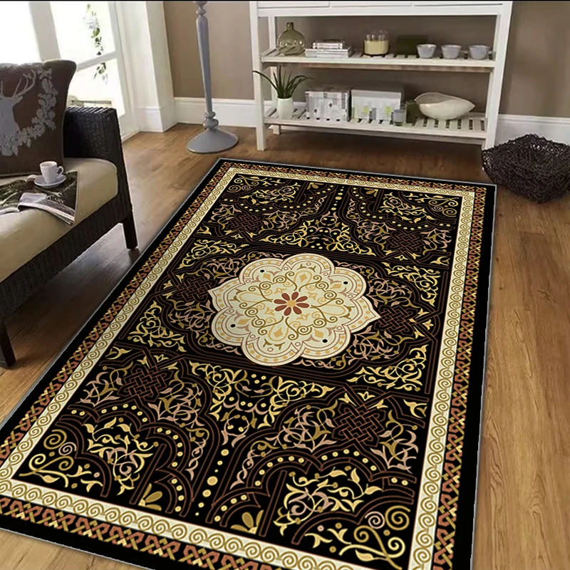 VIKAMA Modern European Crystal Rug - Classic Medallion Design, Easy Clean Low Pile Rug for Living Room Office High Traffic Area