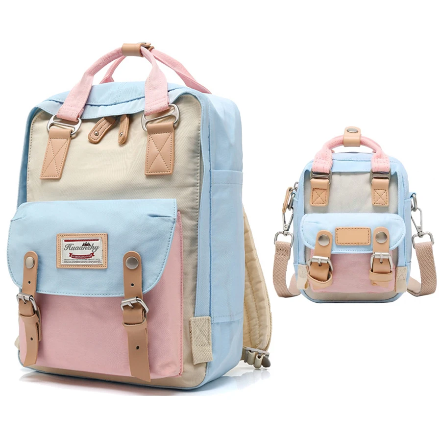 Two Size Combination Cute Mini Bag Women Backpack 14 Inch Laptop Backpacks Schoolbag For Girl Female Travel Daypack