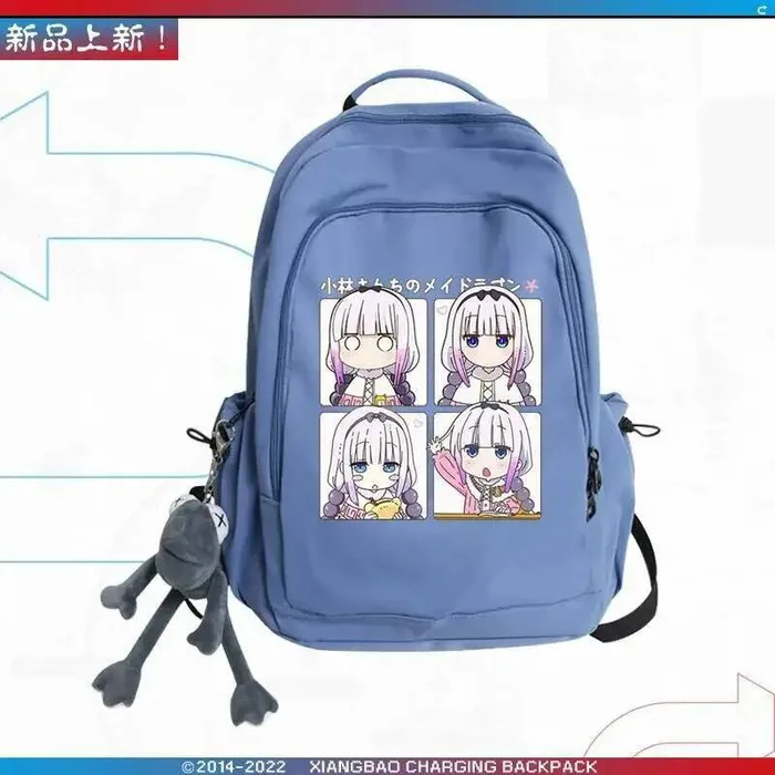 

Black White Blue Grey Miss Kobayashi's Dragon Maid Student Teens School Bags Backpacks Anime GAME