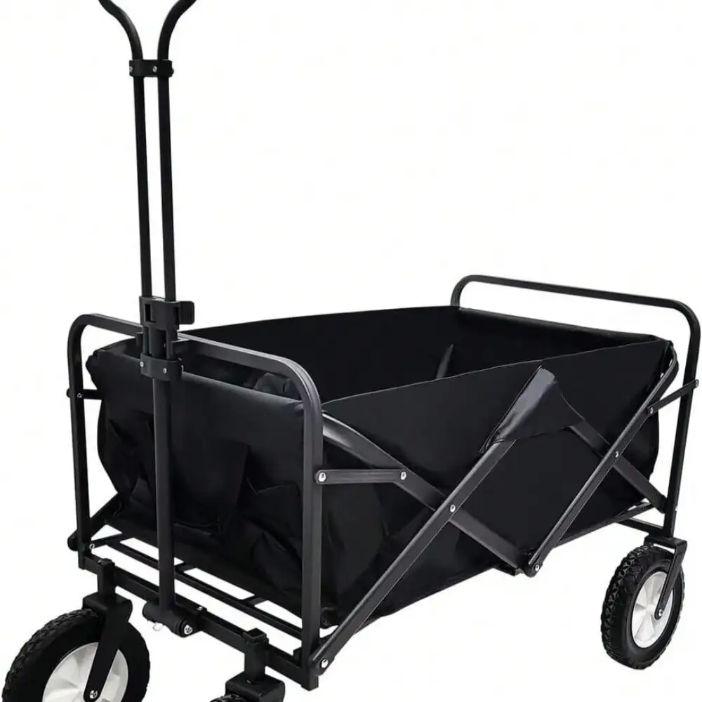 Heavy Duty Wagon Cart Swivel Collapsible Outdoor Utility Garden Beach Cart Black