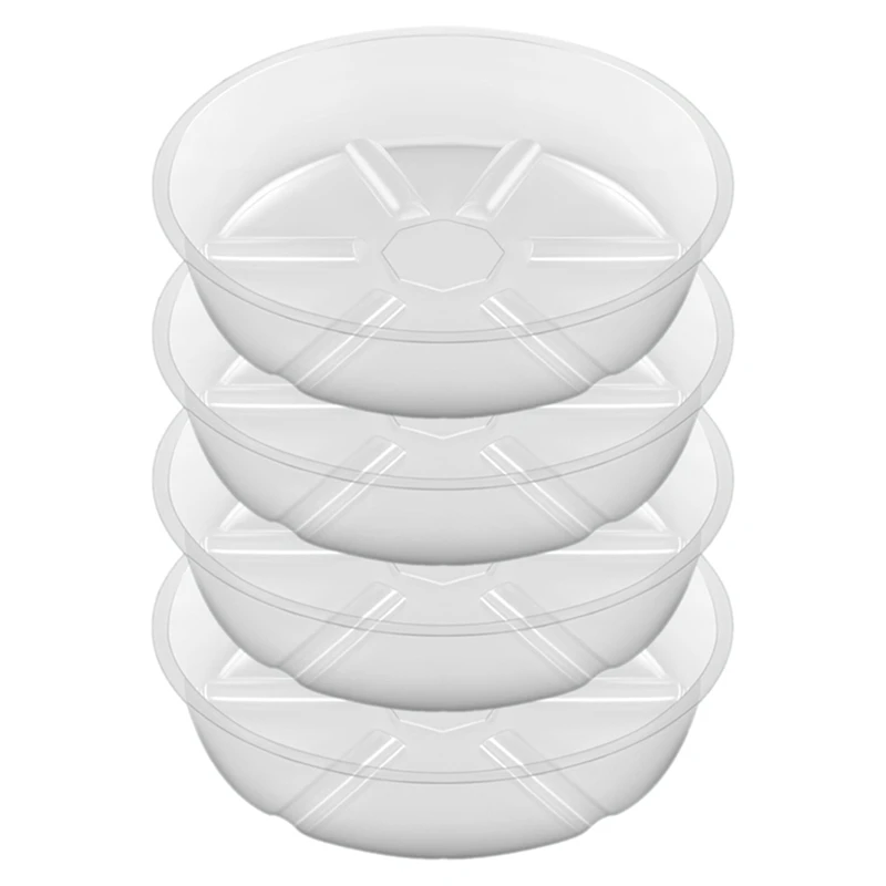 4Pack Clear Plant Saucer 10Inch Plastic Plant Saucers Thicker Plant Tray Flower Pot For Indoor Outdoor Garden-AT35