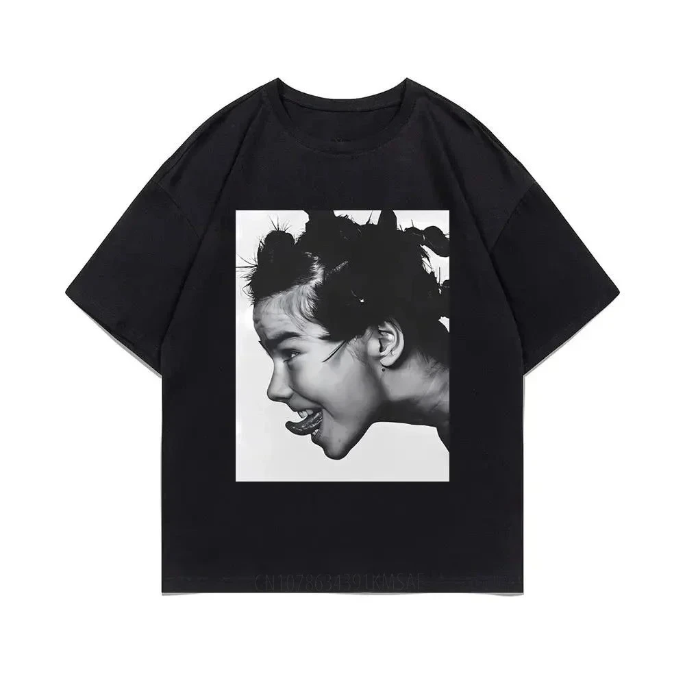 Summer Vintage Unisex Bjork T-Shirt American Hip Hop Rock Street Short Sleeve Men Women Retro High Quality Fashion  Top