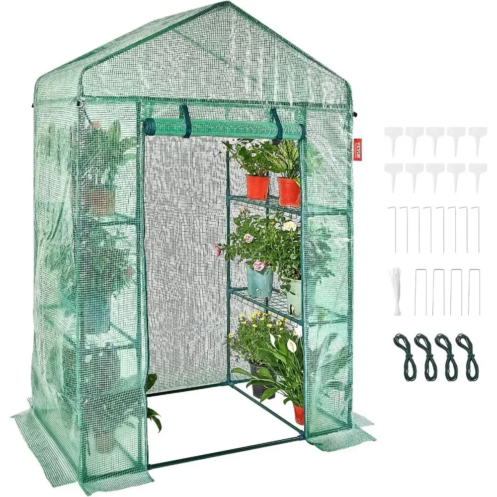 

Walk-in Green House, 55.5 x 29.3 x 80.7 inch, Portable Greenhouse with Shelves, High Strength PE Cover