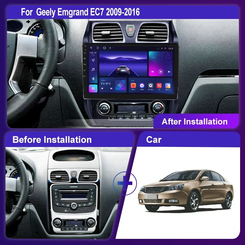 For Geely Emgrand EC7 1 2009 - 2016 2K QLED Android 12 Car Radio Multimedia Video Player 4G WIFI GPS AI Voice CarPlay Head Unit