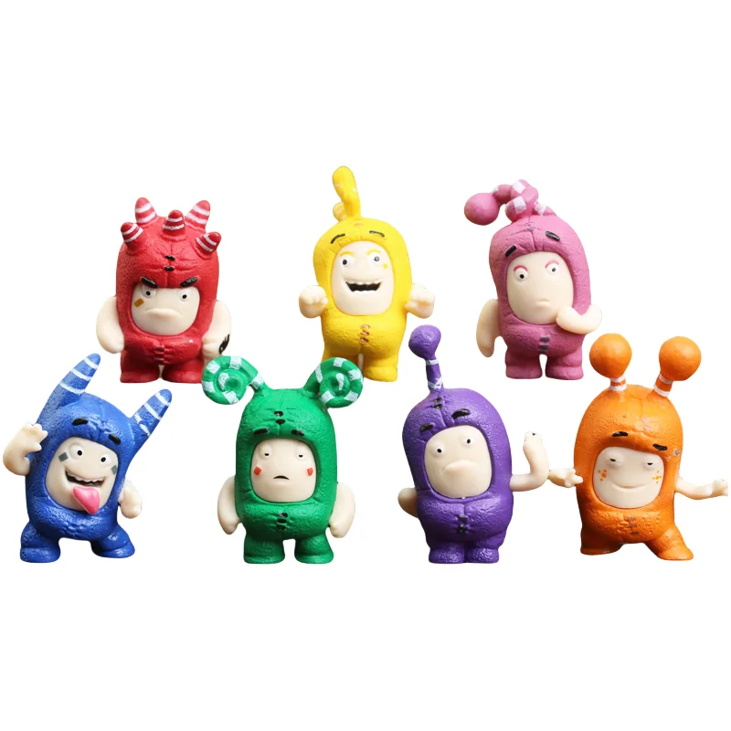 

7pcs/set Anime Oddbods Action Figures Toys 4cm Cute Model Jeff Bubbles Fuse Newt Pogo Slick Zee Little Figuras Children Gifts