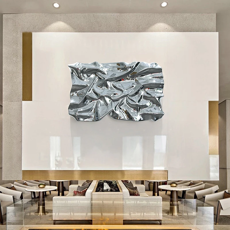 %jj.Dali Silver Shinning Electroplated Decor Wall Art Home Decoration for TV Background Wall*r
