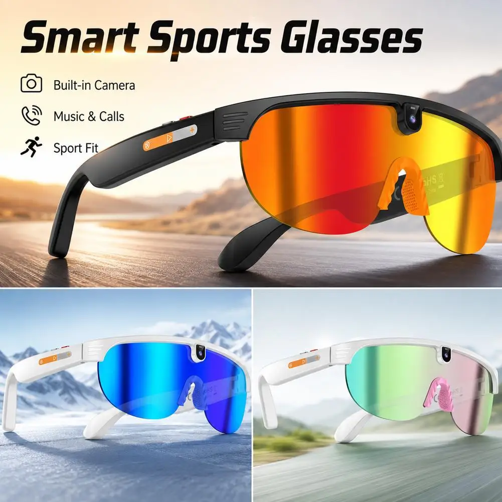 Smart AI Sunglasses Outdoor Cycling Sports Glasses AI Camera Photo Video Translation Anti-shake Vlog Recording Magnetic Charging