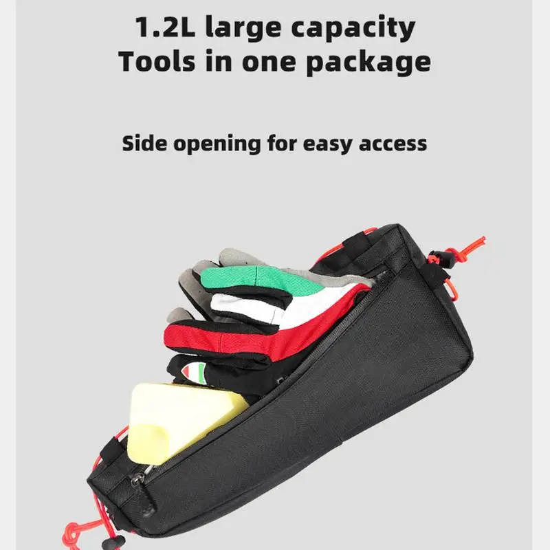 Bike Frame Storage Bag Cycling Triangle Bag Waterproof Embossed Zipper Bicycle Frame Pouch Bag Road Bike Accessories Bag Cycling