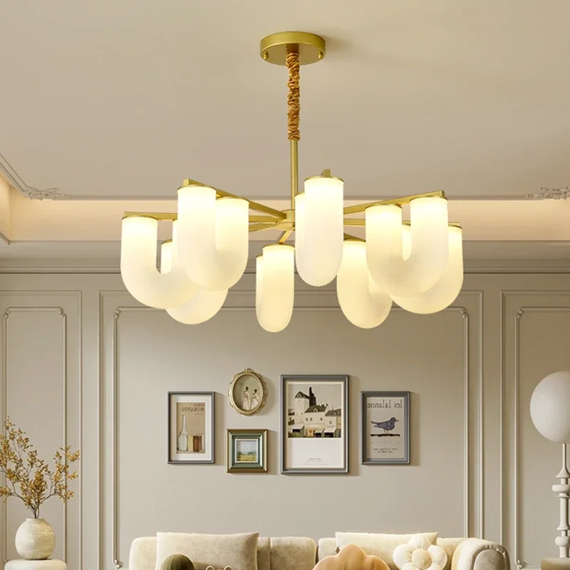 

U-shaped Chandeliers Modern Acrylic LED Pendant Lights Living Room Restaurant Kitchen Gold Metal Pendant Lamp