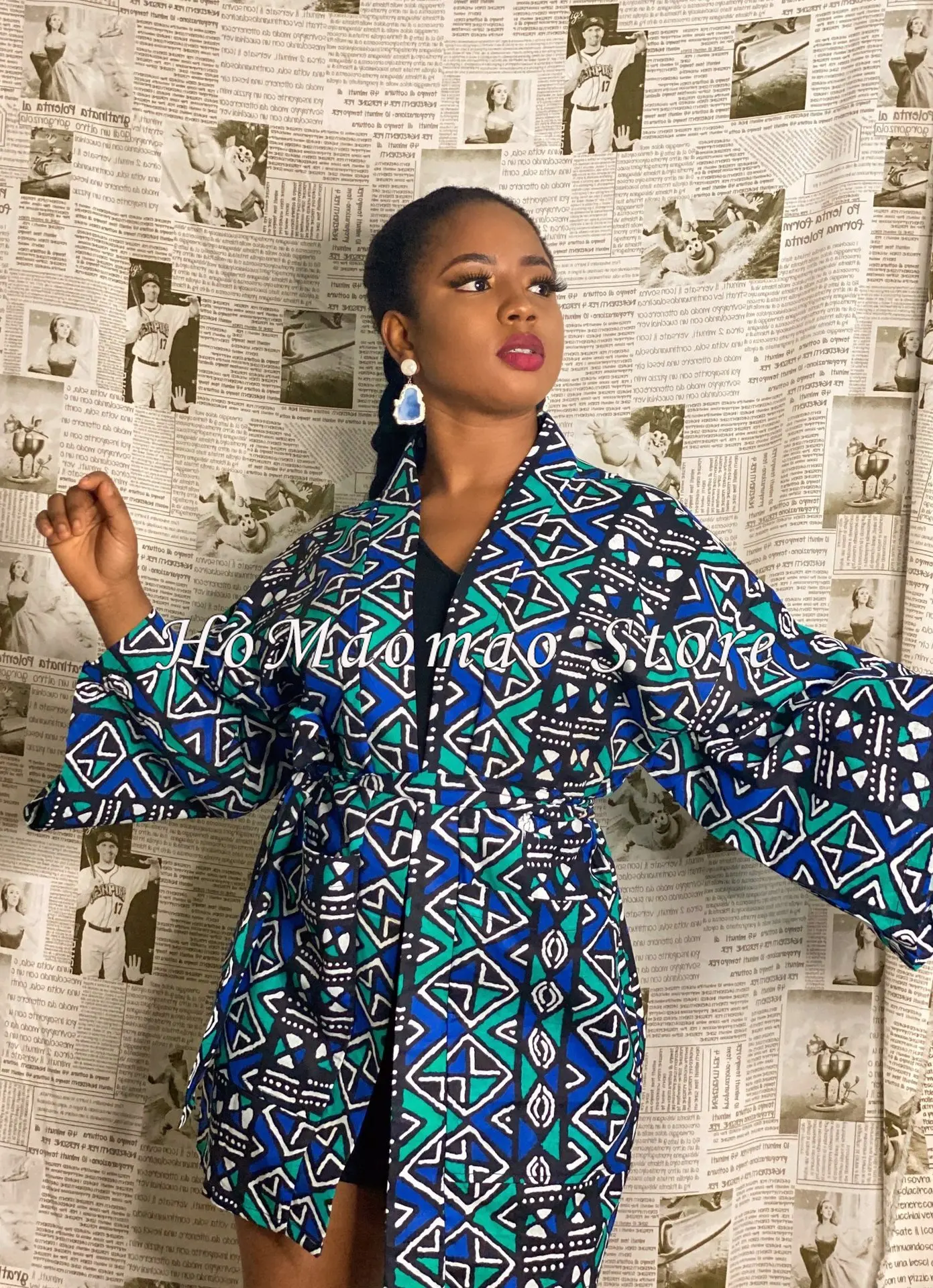 African Print Dresses for Women Dashiki Geometric Belt Femme Dress African Clothes Plus Size Retro Africa Christmas Robe