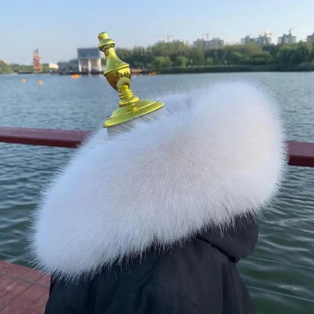 2024 Fashion Imitation Fox Fur Collar Autumn Winter New Men's Women Hat Strips Straight Collar Comfortable Imitation Fur Collar