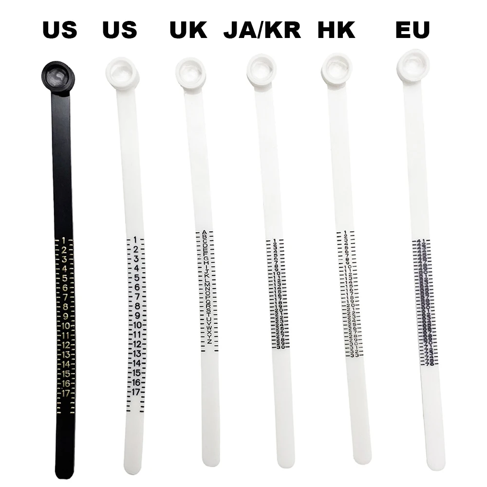 US/UK/EU/HK Finger Gauge Ring Ruler Measurer Finger Ring Measuring Tape with Magnifier Ring Sizer Accessory