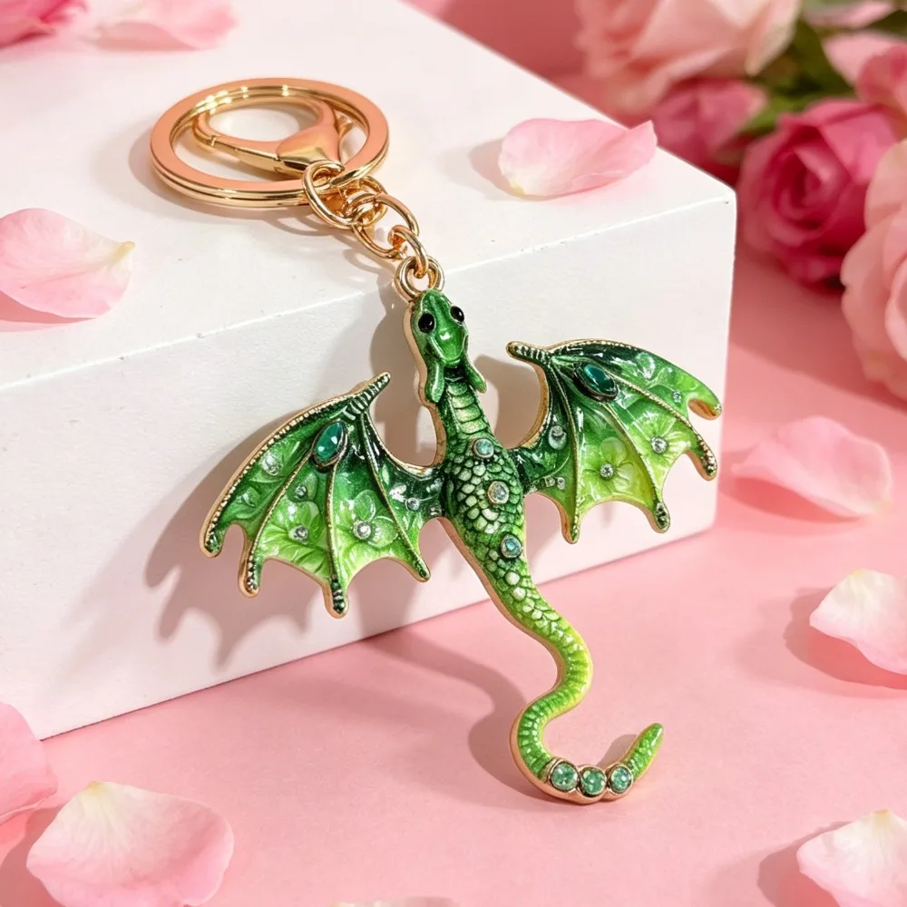 Fantasy-Drachen Emaille-Schlüsselanhänger-Set, Wyvern-Schlüsselring, Taschenanhänger, Auto-Schlüsselzubehör, Geschenk – Detail 9
