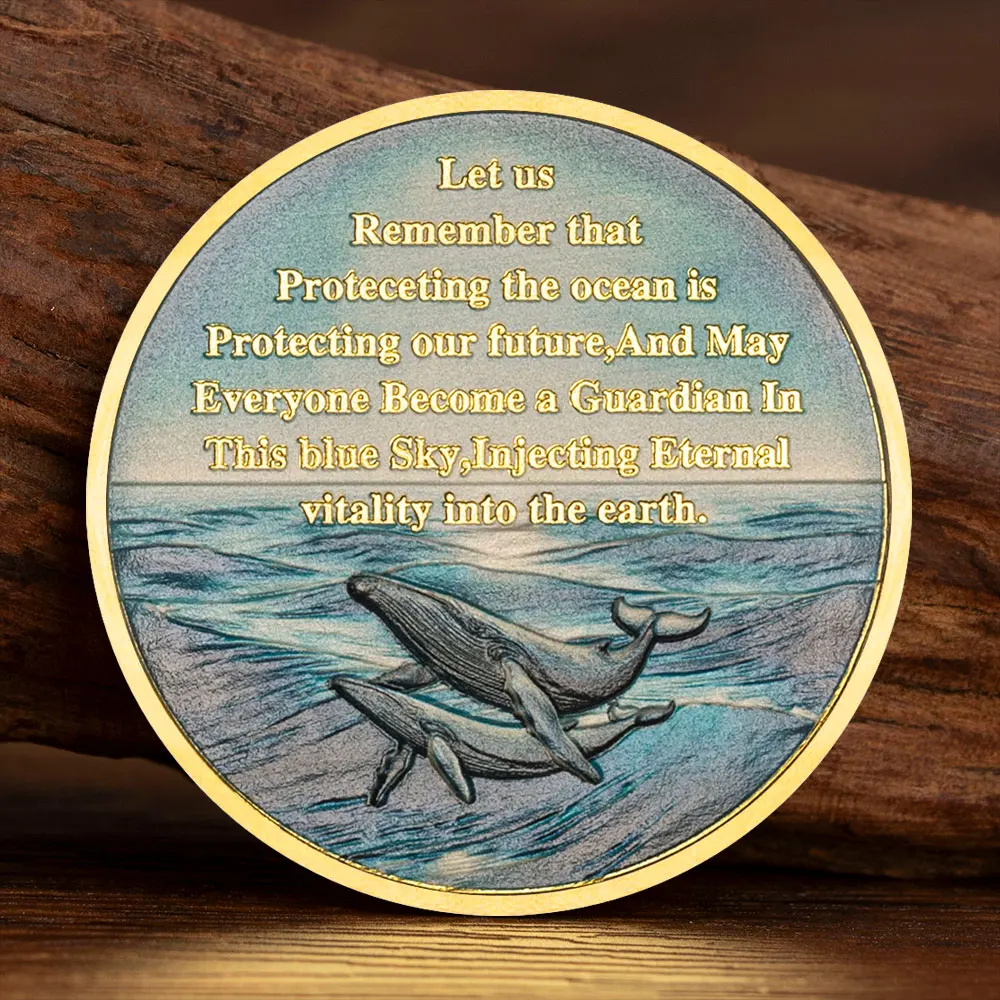 Gold-plated Marine Protector Coin Creating A Better Marine Environment Collectible Coins Environmental Coin