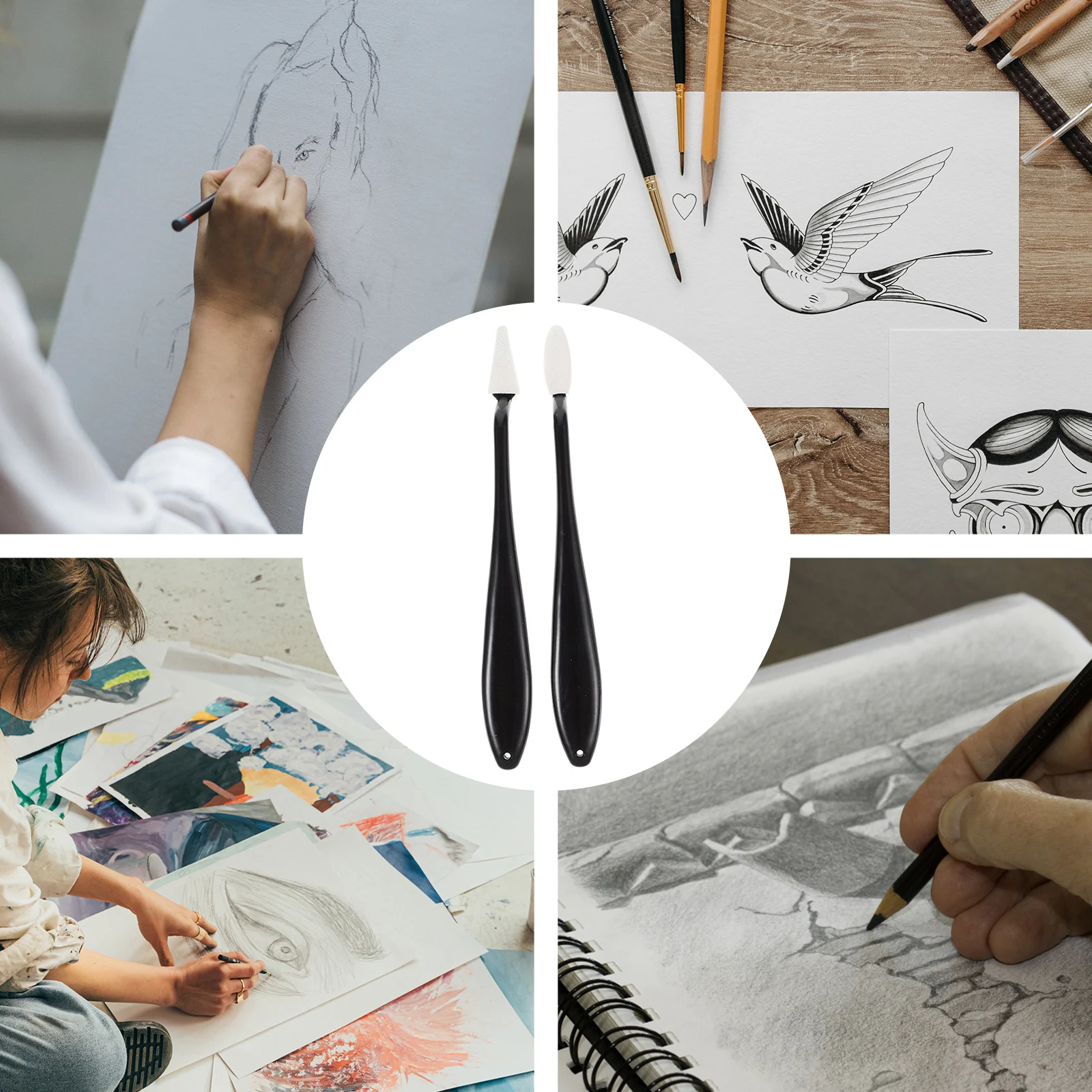 

4pcs Sketch Trimmer Erase Sponge Wiper Pens Smooth Handle Easy Install Remove Comfortable Grip Efficient Drawing Softer Texture