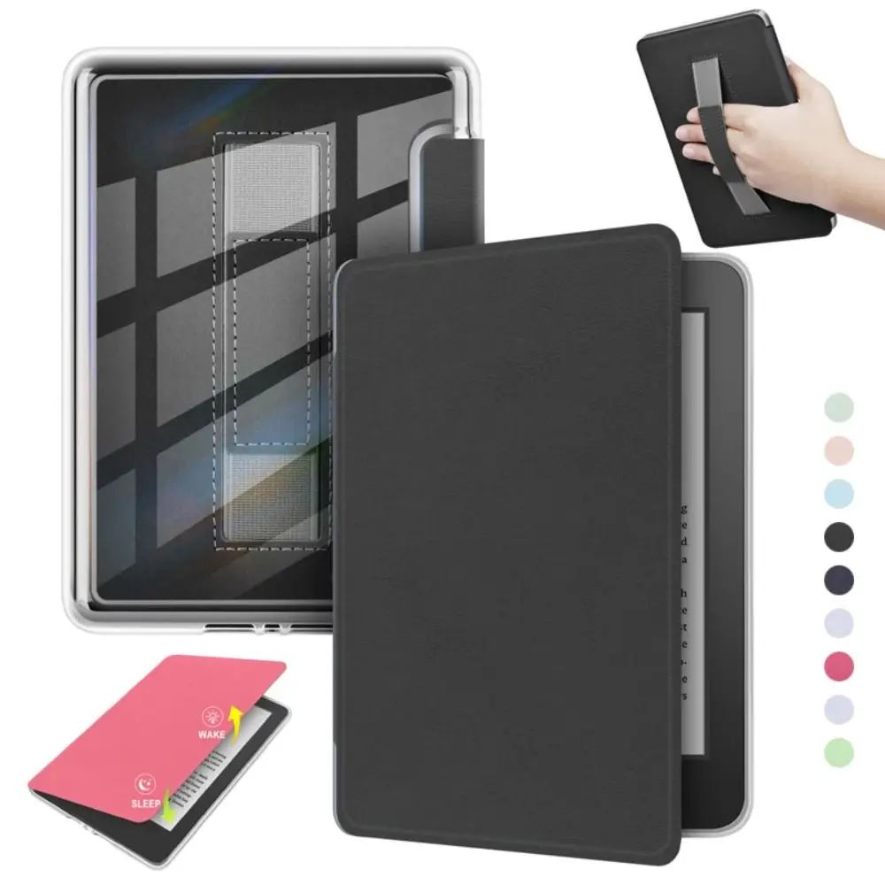 Caso de suporte de mão auto wake/sleep acrílico volta escudo protetor claro para kindle paperwhite 12th gen/colorsoft 2024 7 polegada