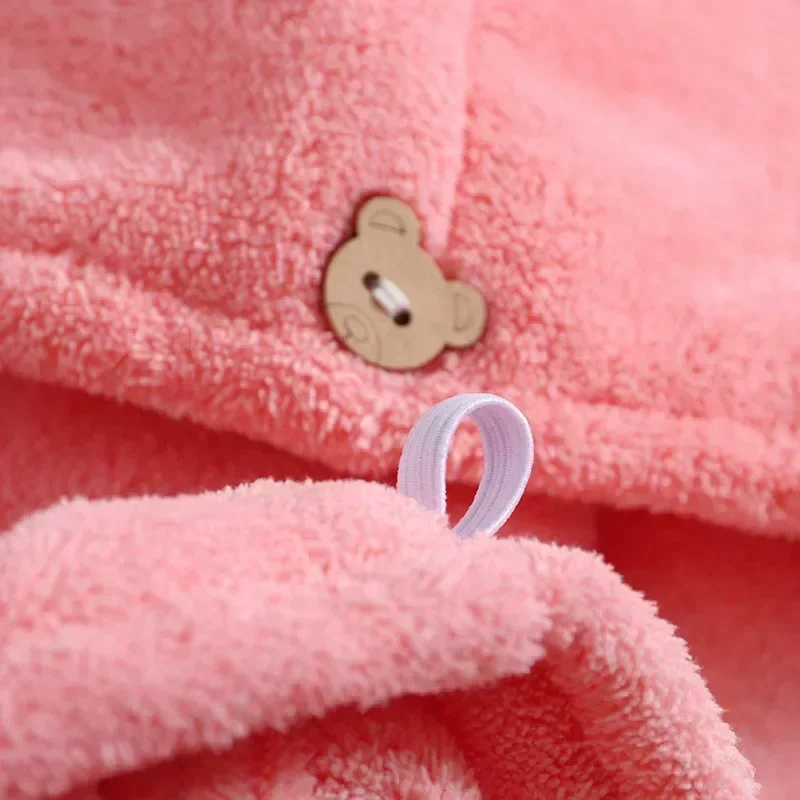 Microfiber Hair Towel Hair Cap With Button Feminine Bathroom Accessories Quick-drying Bathrobe Home Textile Purchase Products