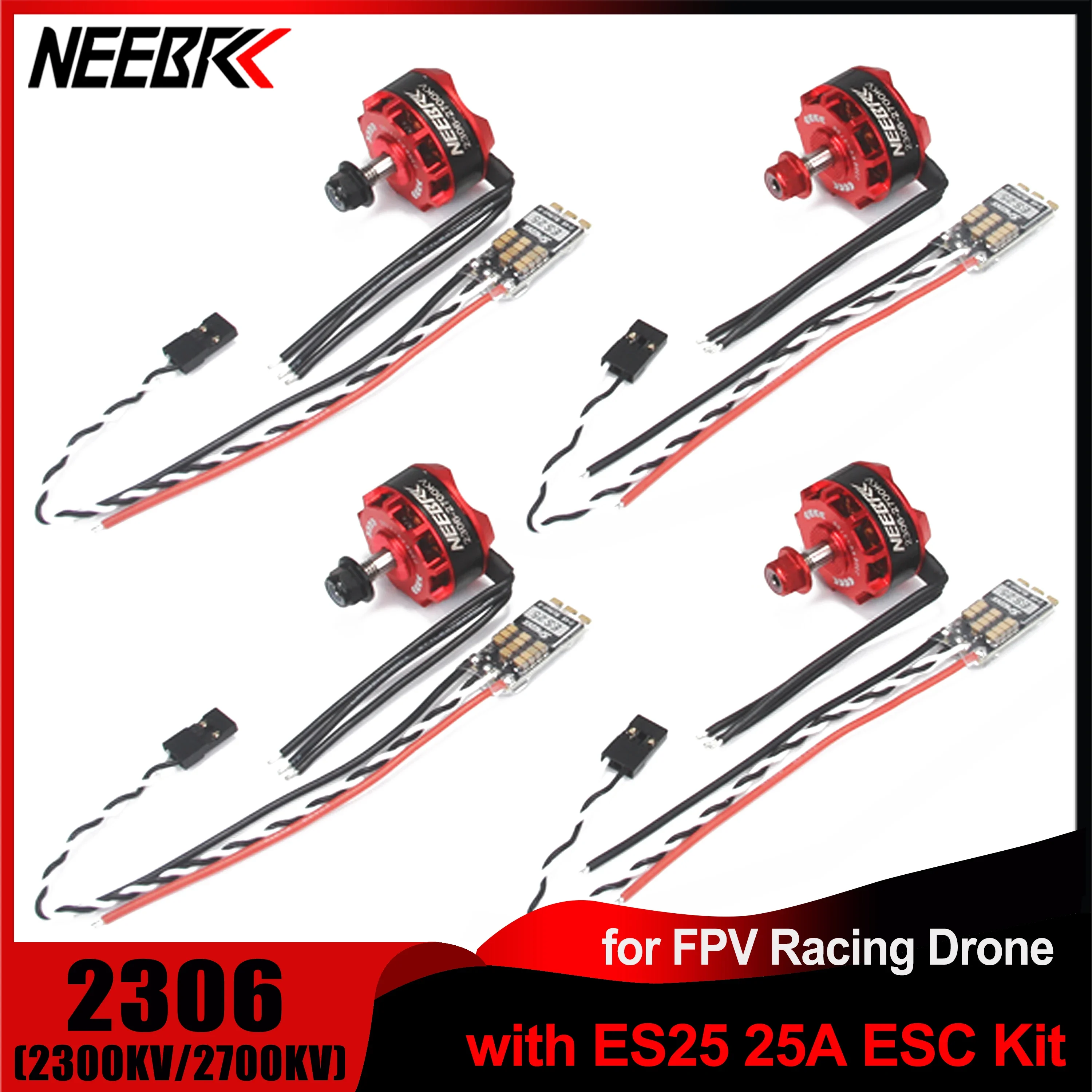 

4PCS 2306 Brushless Motor CW/CCW w ES25 25A Blheli_S ESC for FPV Racing Drone QAV250 Eachine Wizard X220 280 RC Plane Quadcopter