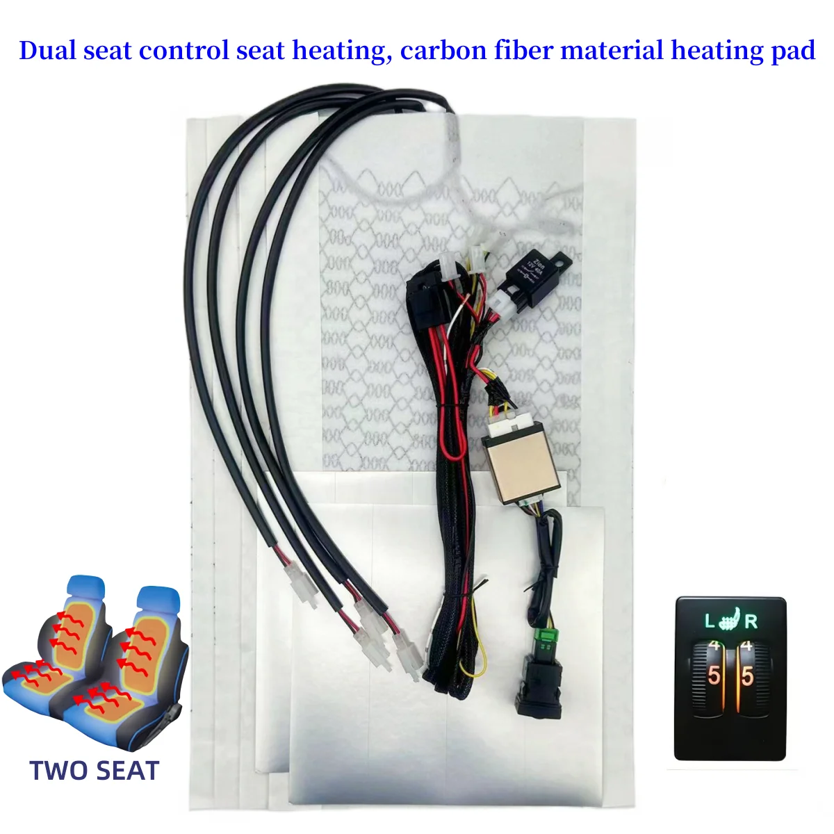 12V General Motors seat heating kit, Toyota switch controller, carbon fiber material heating pad can install 2 seats