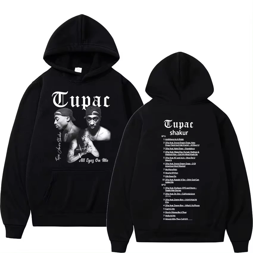 Trend Rapper Tupac 2pac Music Album Print Hoodie Men Women Fashion Hip Hop Singer Oversized Pullovers Vintage Hooded Sweatshirts