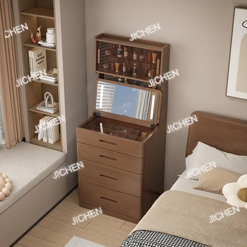 

Solid wood dresser bedroom modern simple small apartment clamshell makeup table mini storage cabinet