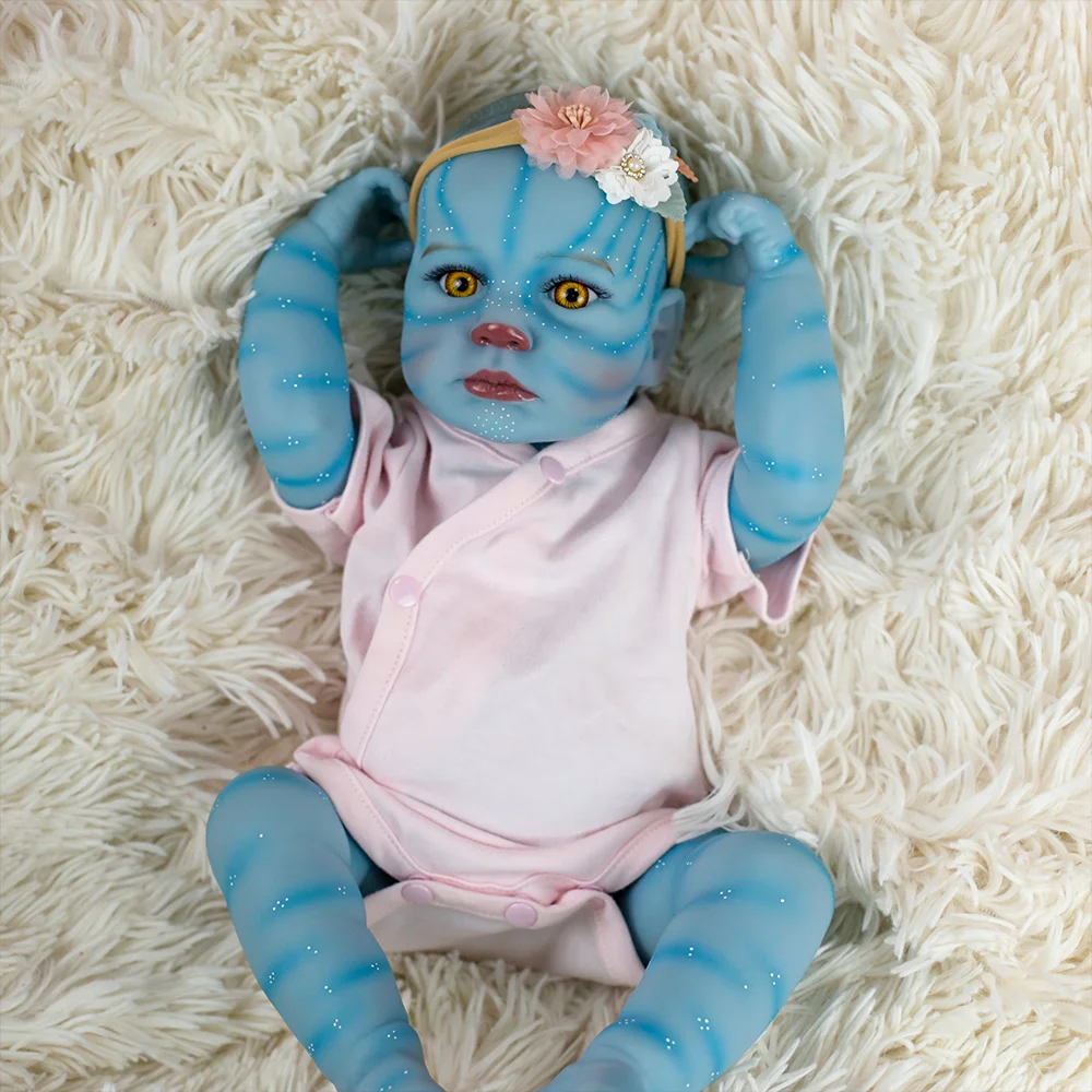 19 inch Loulou Avatar herboren babypop volledig siliconen vinyl meisjeslichaam met geschilderd haar handgemaakte levensechte kerstspeelgoedcadeaus