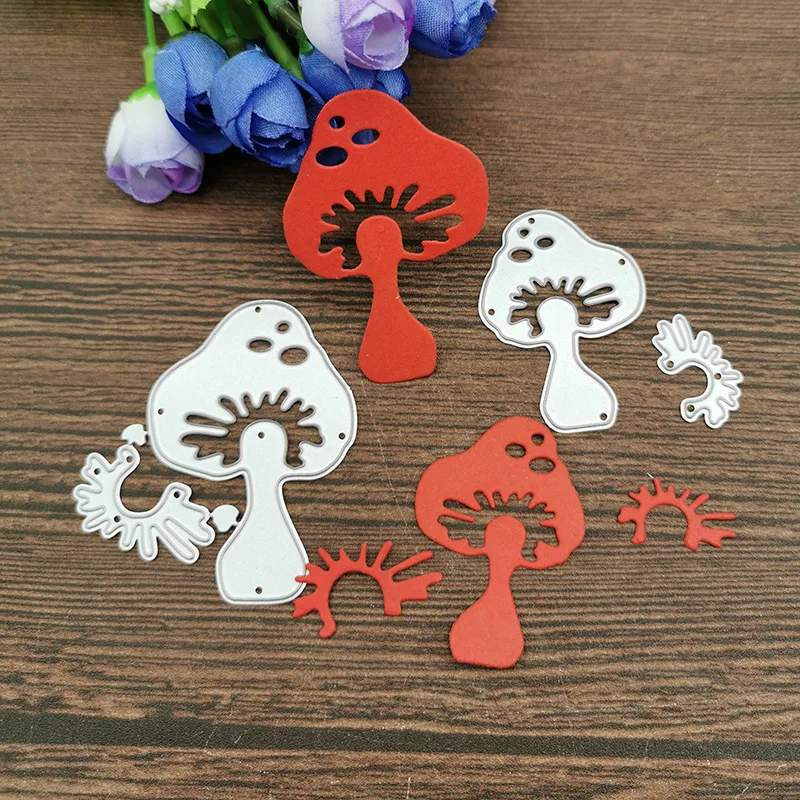 4Pcs Mushroom Metal Cutting Dies for DIY Scrapbooking Album Paper Cards Decorative Crafts Embossing Die Cuts