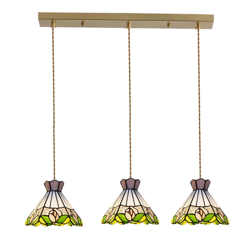 European Pendant Lamp Bar Restaurant Creative Rural Bedroom Balcony Hanging Light Fixture Retro Colorful Glass Chandelier Indoor