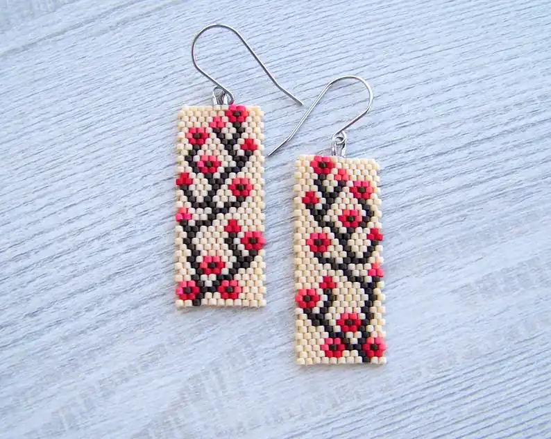 

Серьги ручной работы из бисера с цветком сливы, модные серьги ручной работы с креативным узором, женские богемные серьги из бисера для женщин